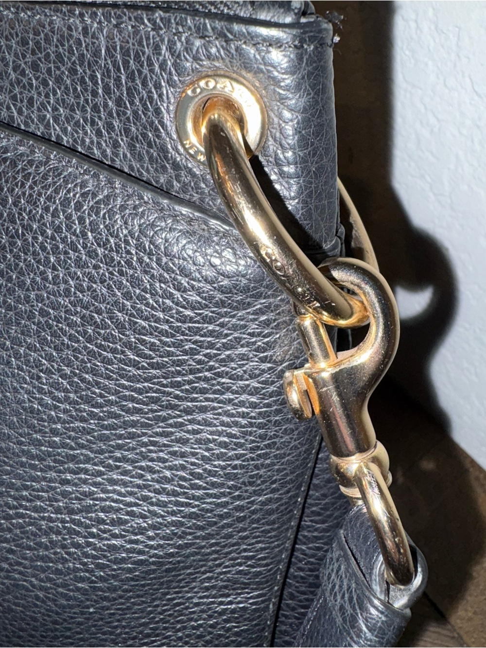 Coach Black Pebbled Leather Satchel with Gold Hardware and Strap - Picture 4 of 11